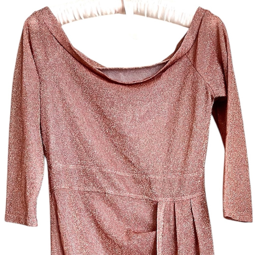 Gathered Side Sparkle Sheer Off Shoulder Dress, Coverup - Picture 3 of 8